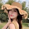 Trendy Large Brimmed Sun Hat for Women Girl With Decorative Lace Bowknot Soft Breathable Straw Hat For Various Occasion  Pink