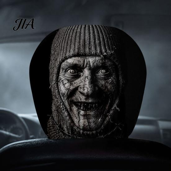 Anti-fouling Car Seat Protectors 2Pcs Ghost Face Headrest Covers, Halloween Horror Decorations, Easy Installation Sleeves Universal Fit Washable