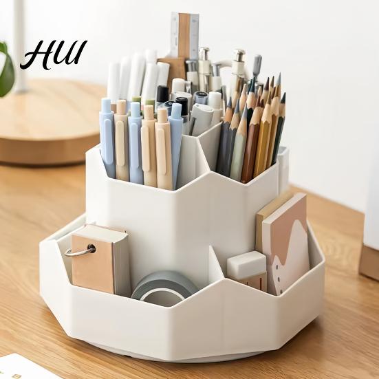 Elegant Pen Display Stand 360 Degrees Rotating Desk Organizer Large Capacity Holder Multifunctional Office Accessory for Supplies And Makeup