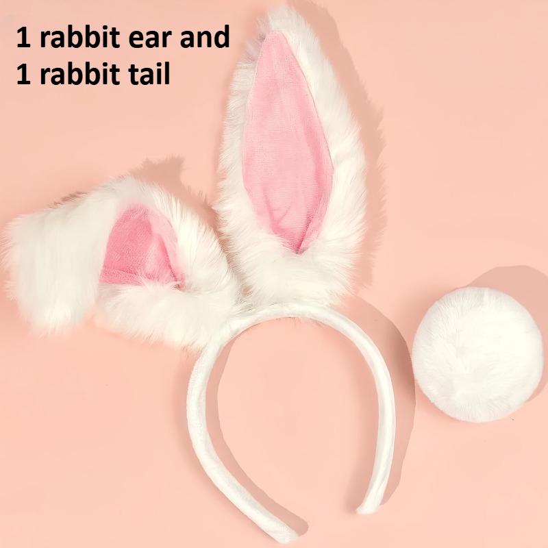 

Easter Bunny Ears Headband with Tail Set, 3D Rabbit Ear Headband for Women Girls, Festival Party Costume Accessory, Decoration