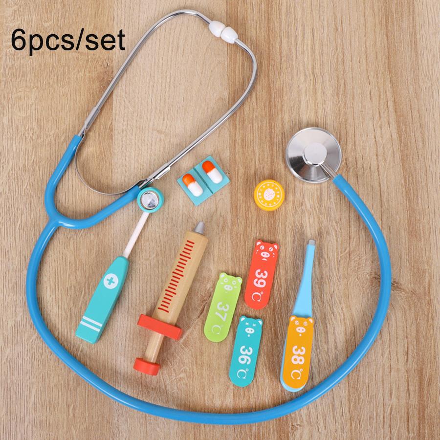 Çocuk Ahşap Doktor Seti Rol Yapma Tıbbi Kit Simülasyon Hemşire Rol Yapma Oyuncak Erkek ve Kız Çocukları İçin