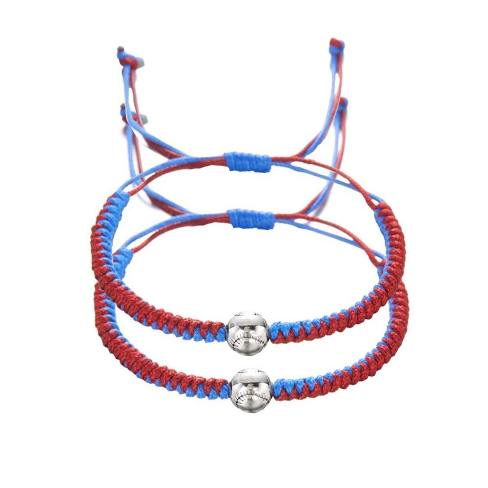 

2PCS/Set Fashion Baseball Soccer Rope Bracelet Handmade Baseball Pendant Bracelet Men style 6