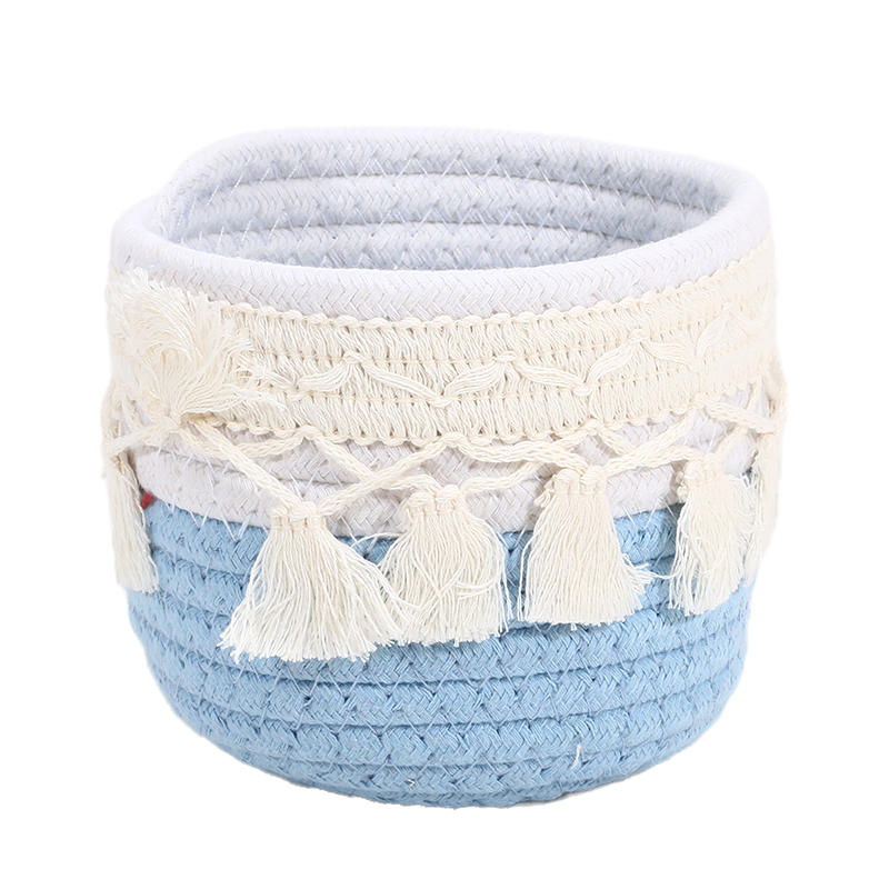 Kosmetický úložný košík Bavlněný pletený držák na štětce na make-up Dekorace do ložnice Organizér Pouzdro Stolní drobnosti Úložný box s třásní