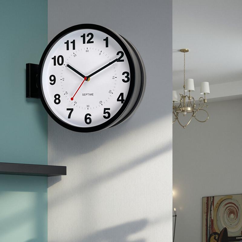 Metal Wall Clocks Double Sided Clock Bedroom Modern Elegant Design Watch Interior Luxury Magnetic Attraction Quartz Watches