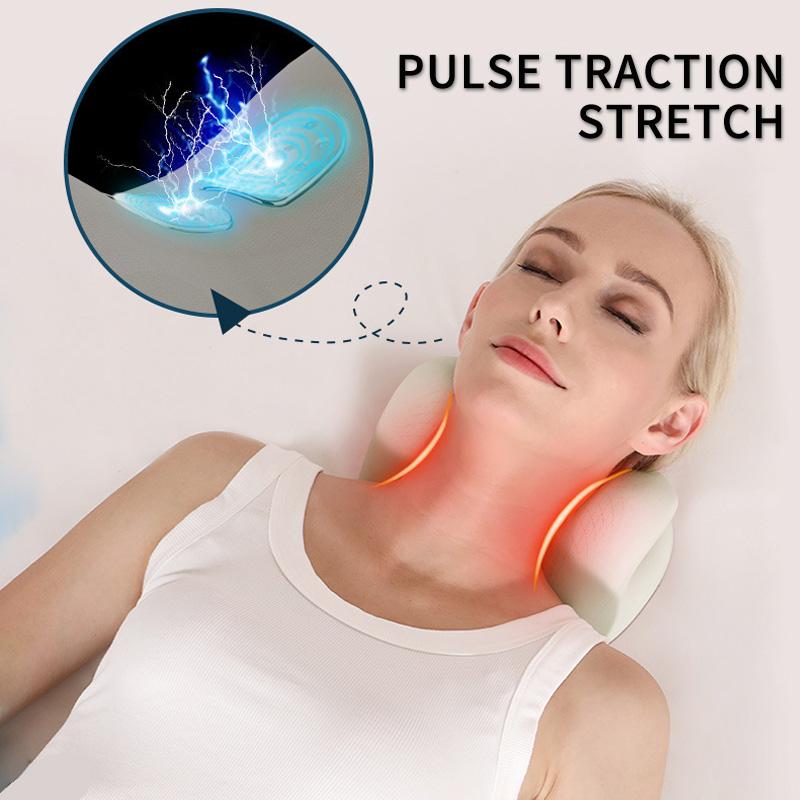 Cervical Massage Pillow Rechargeable Corrective Traction Hot Compress for Sleep EMS Massage Shoulder and Neck Soothing Pillow