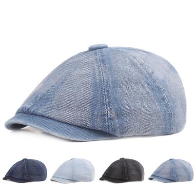 Denim Osemhranná šiltovka Baret Youth Cap Pánske Retro Forward Cap Newsboy Cap Painters Klobúky