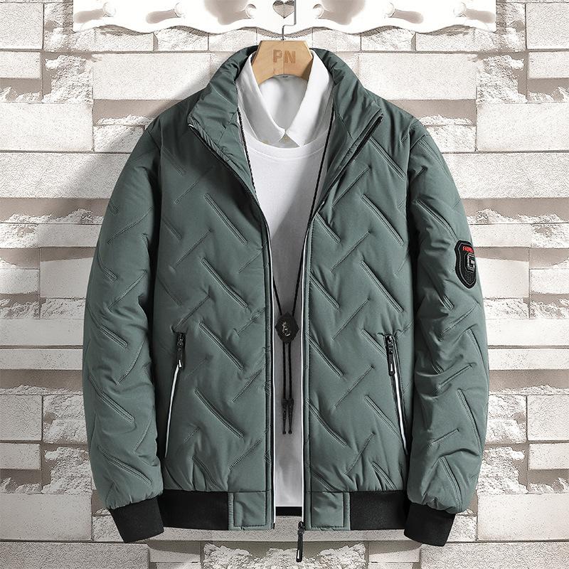 Padded Clothes Men's Autumn and Winter Coats Men's Korean Version Thickened Thermal Cotton Tops Stand-up Collar Men's Coats Thickened Cold-proof