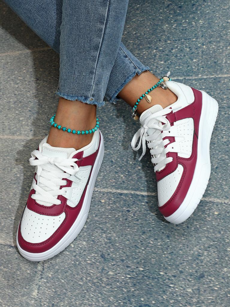 MCTIN Kadın rahat ayakkabılar nefes alabilen platform spor ayakkabı çiftler kaymaz deri kaykay ayakkabı