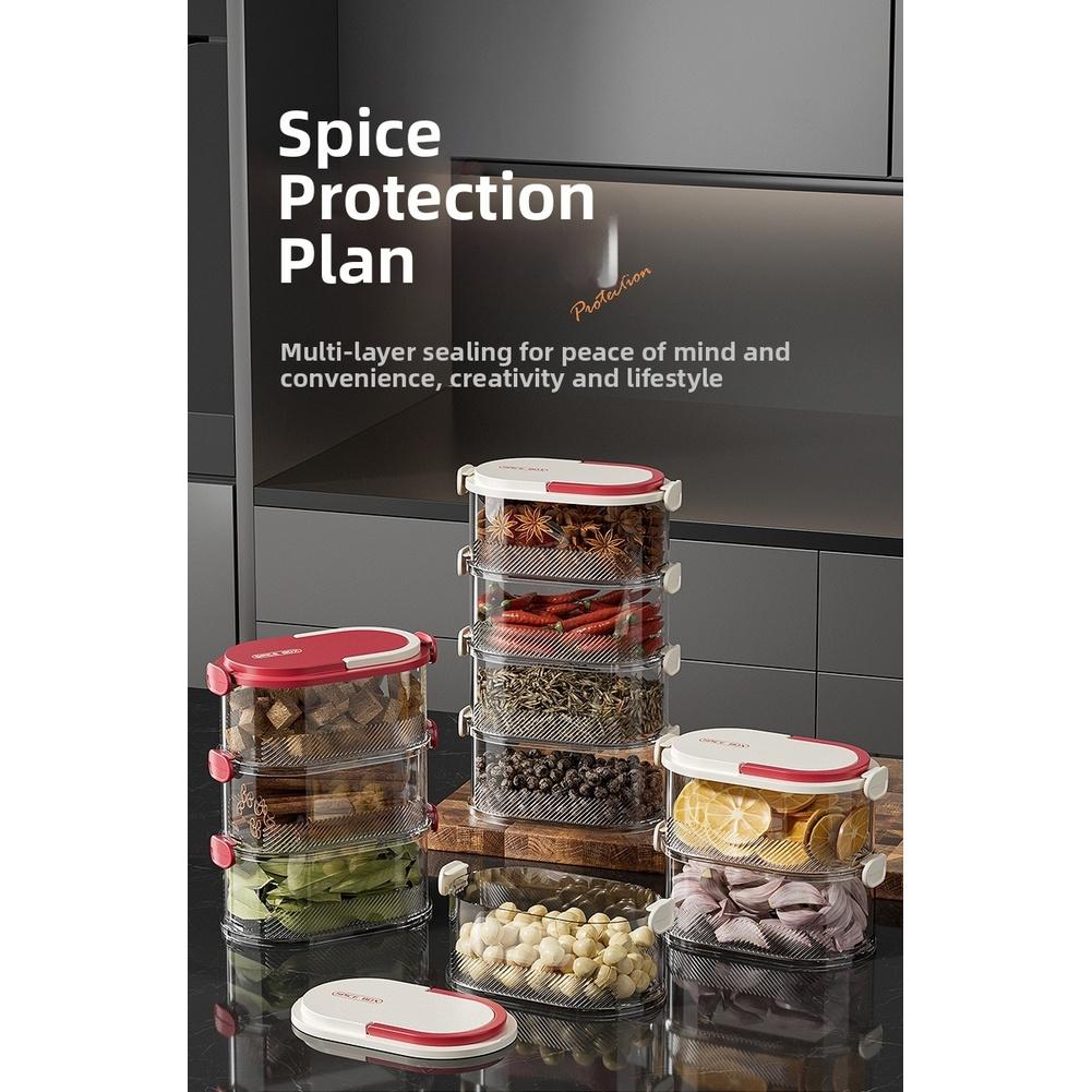 4Pcs Stackable Airtight Spice Storage Container Kitchen Organizer For Herbs Grains Kitchen Container 15x8.5x24cm