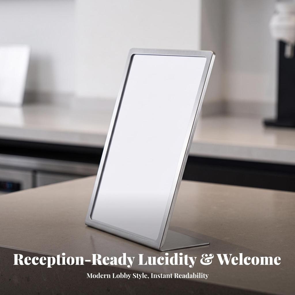 Compact Tabletop Sign Holder Stable Menu with Angled Base Space-Saving