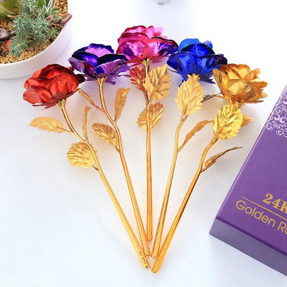 Creative Artificial 24K Gold Rose Flowers with Gift Box for Mothers Day Valentines Day Birthday Anniversary Thanksgiving Present