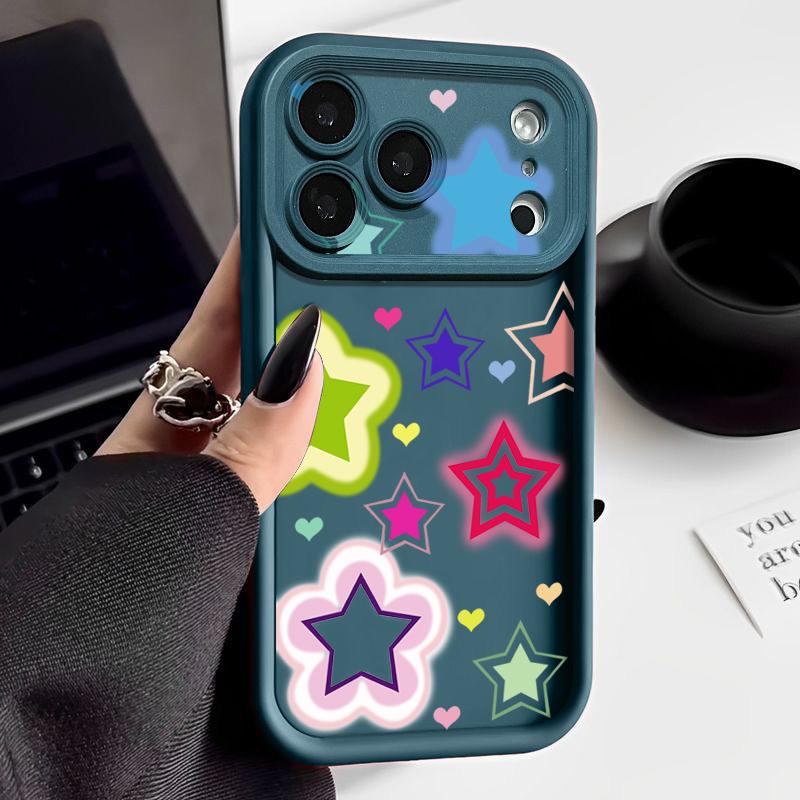 Shockproof Phone Case For iPhone 17 Pro Max Blended Colorful Stars Pattern Silicone Cover For iPhone 16 Pro Max Cover iPhone 15 14 13 12 11 16E