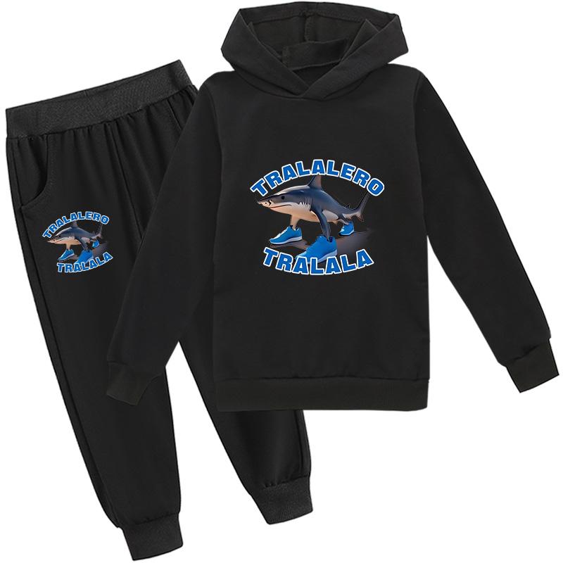 Tralalero Tralala divertido Shark Meme Kids Clothes Hoodie+Pants 2pcs Set Toddler Boys Girls Tracksuit Children Outfits