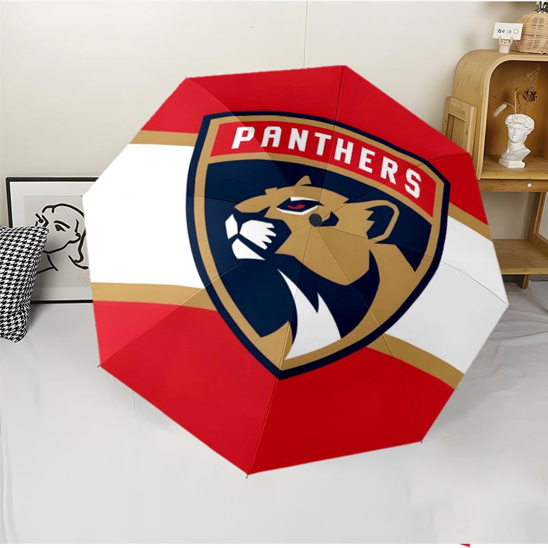 Florida Panthers Fashionable Automatic Opening/Closing Folding Umbrella. Portable and Foldable, Ideal for Gift, Travel, and Daily Use.
