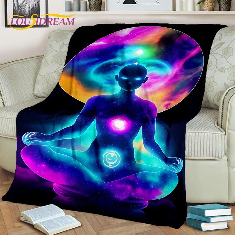 Meditační deka Rainbow 7 Chakra Yoga, flanelová deka pro domácí ložnici Pohovka Pohovka Piknik Kancelář Turistika Volný čas Potah na zdřímnutí