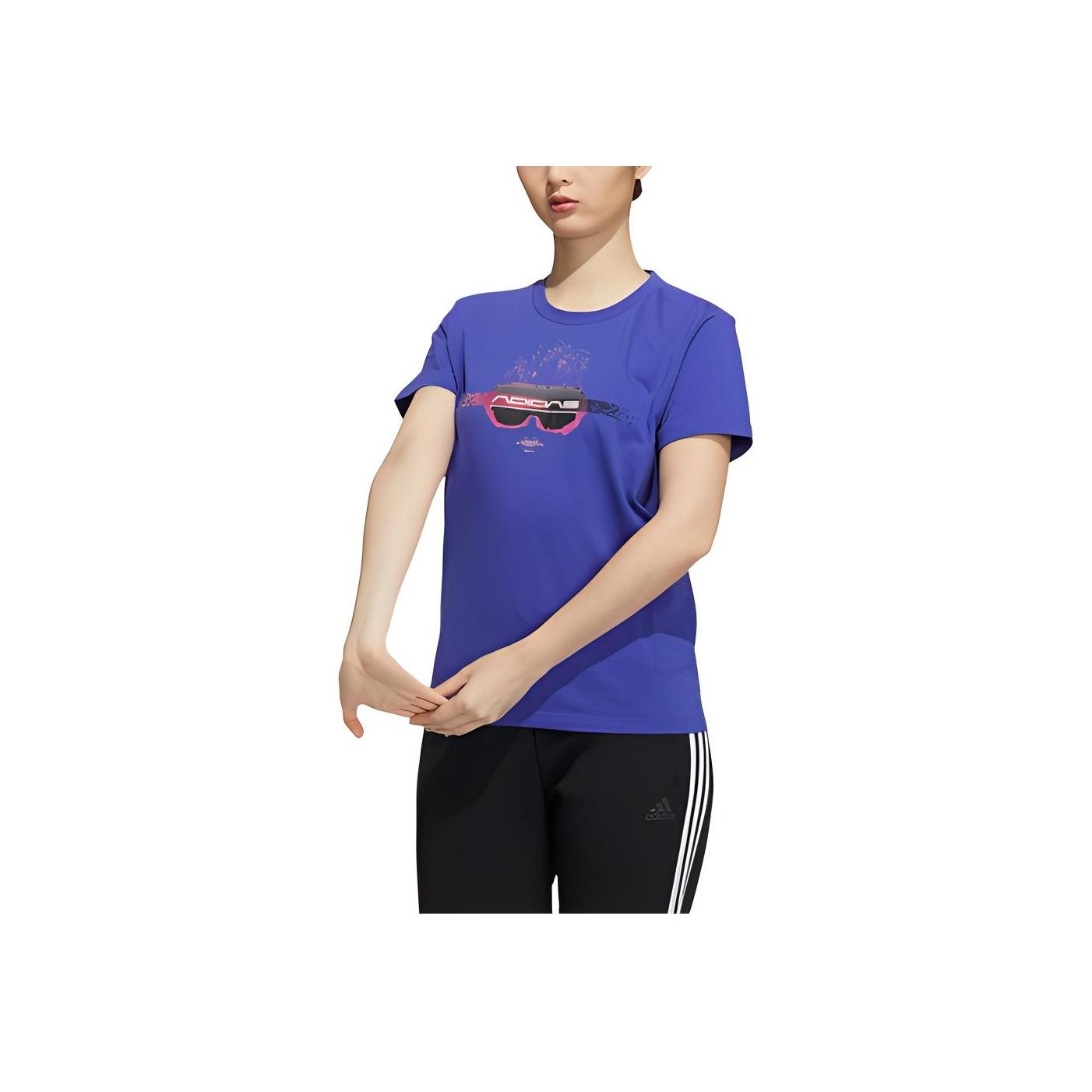 

Adidas Hip Hop Street Logo Letter Printed Sports Short Sleeve American Vintage T-Shirt Women T-Shirts Deep-Purple GP0680 S