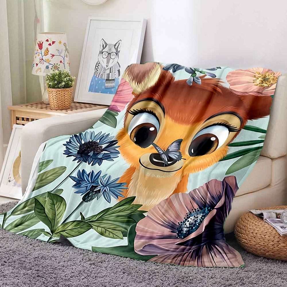 Coperta di Flanella Regina B-Bambi Stampa Cerbiatto - Coperta Morbida e Accogliente per Divano, Poltrona o Letto, Ufficio, Viaggio, Campeggio, Regali per le Feste