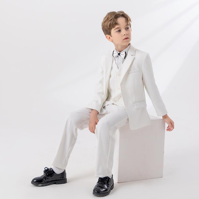 Bambini Ragazzi Bianco Blazer Gilet Pantaloni Bambini Matrimonio Ballo Vestito Bambino Ragazzo Elegante Vestito Festa