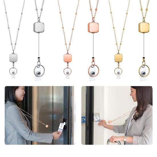 3Pcs/Set Colorful Teacher Lanyard with Retractable Reel Card Holders Women Wooden Beaded ID Badge Holder