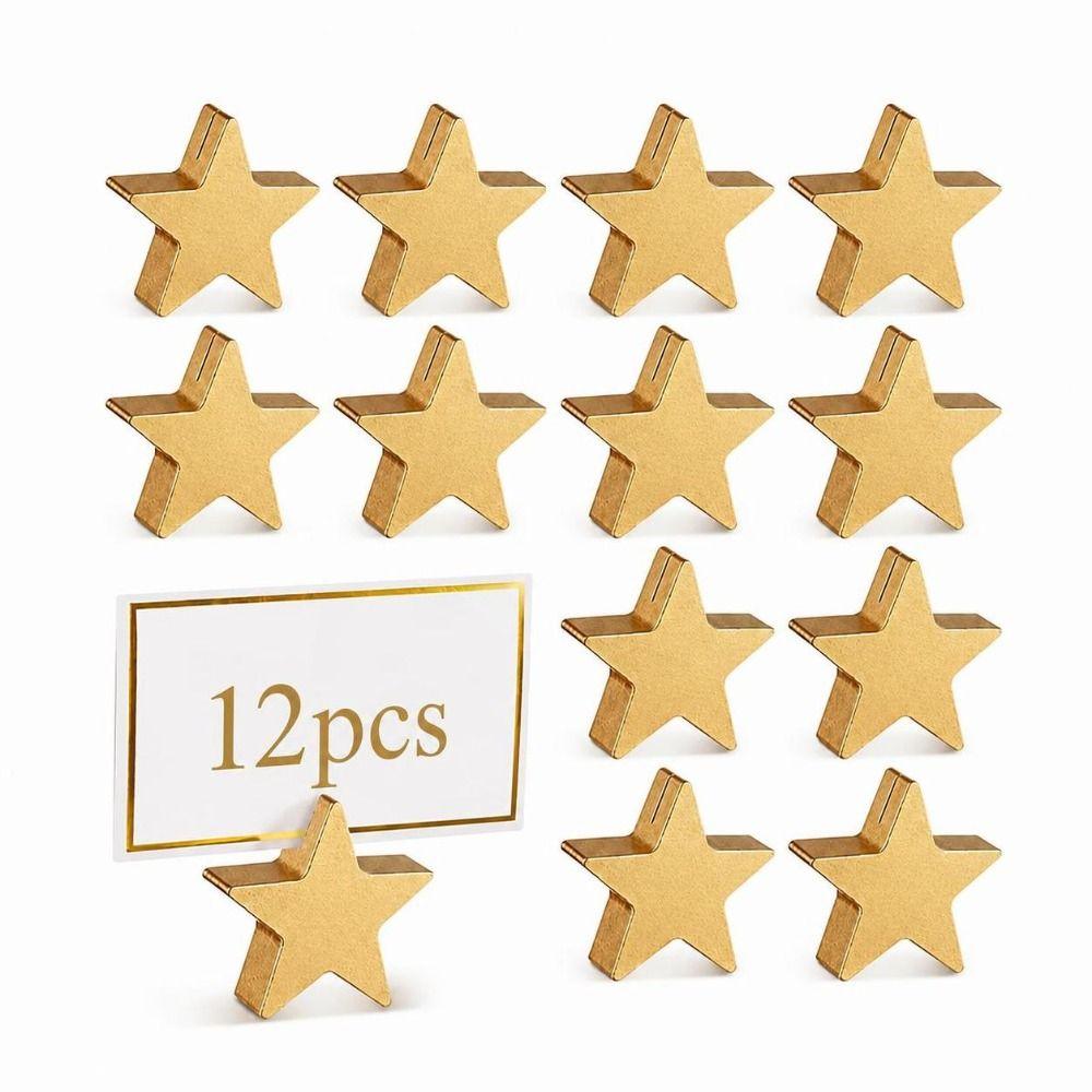 12pcs Vintage Star Card Holder Elegant Star Table Decor Premium Name Card Stand Wedding Reception