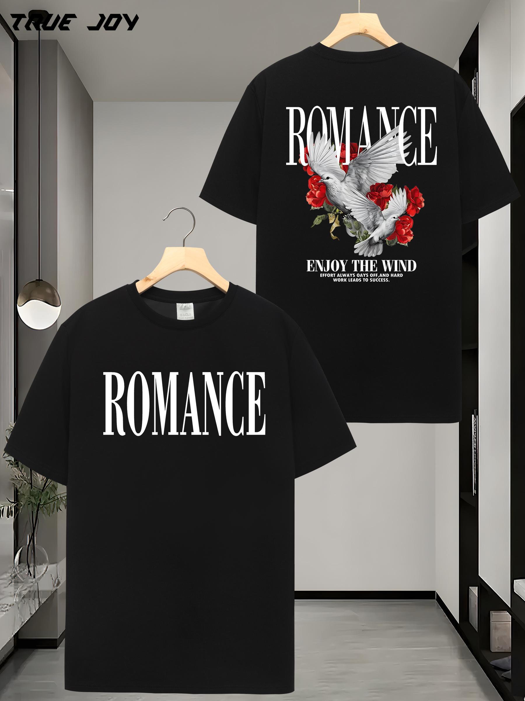 Graphic T-shirt - Dark Gray ROMANCE Tee with Bold ROMANCE Text M
