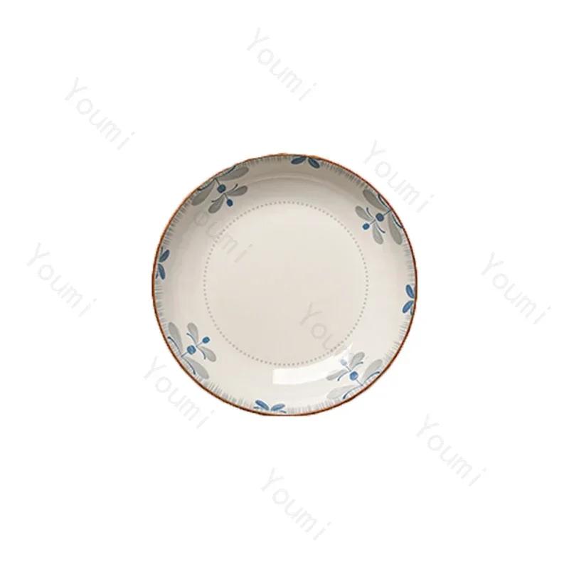 Retro Chinese Style Ceramic Plates Luxury Hotel Restaurant Fruits Salad Plate Home Delicious Dishes Fish Plate Unique Tableware
