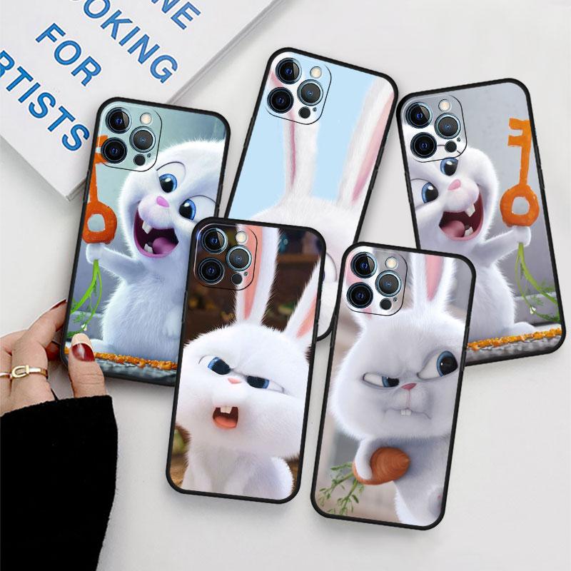 Cute Rabbit Case For Apple iPhone 11 13 14 12 Pro Max 7 8 XR X 6 5 5S SE 2022 13ProMax Black Silicone Phone Funda
