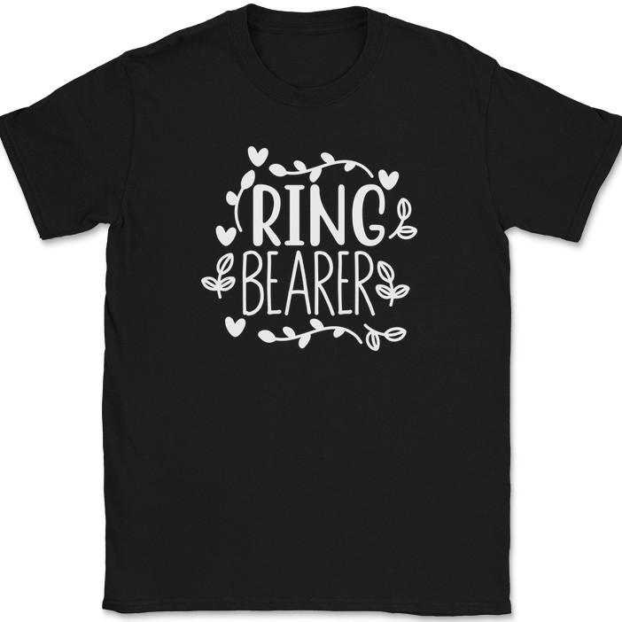 

Ring Bearer T-Shirt Wedding Party Bride Groom Event Group Gift Text Tee S