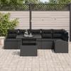 Ensemble de 7 Canapés de Jardin avec Coussins en Rattan Noir, Canapé 2 places avec Rangement &amp; Coussins en Rattan Noir 3357396