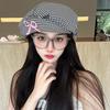 Women's Korean Plaid Bowknot Beret Hat