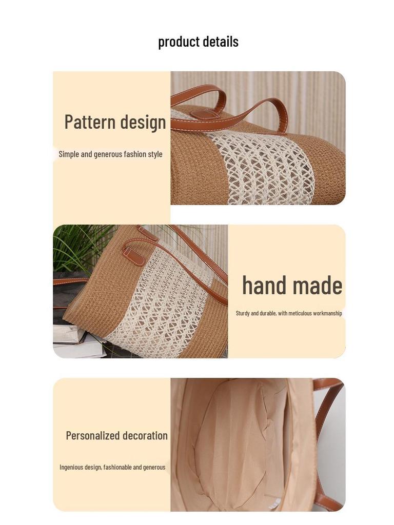 2025 Women's Large Capacity Woven Bucket Bag: Trendy Summer Vacation Beach Accessory