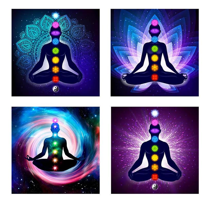 

Рамка из цельного дерева Абстрактная мандала Красочная чакра Холст Картина Плакаты для йоги и медитации и принты Скандинавские картины для декора гостиной в рамке