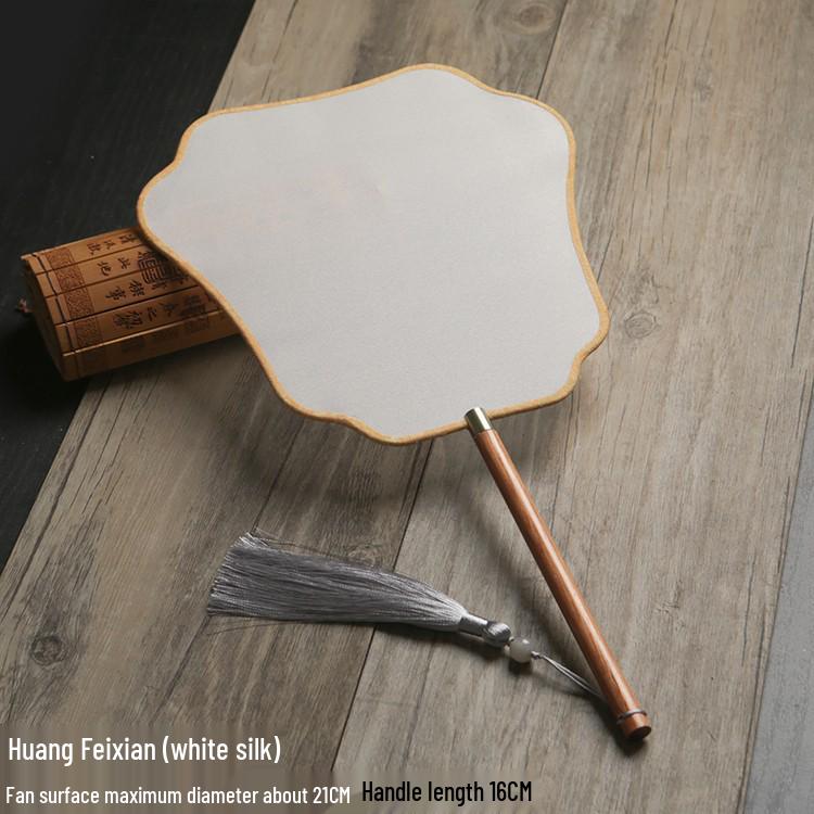 Vintage Silk Hand-Painted Gongbi Fan - Classic Chinese Round Palace Design