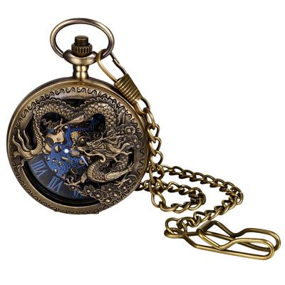 Pocket Watch, Automatic Winding, Mechanical, Dragon Design, Water-resistant, With Chain JW342P0028