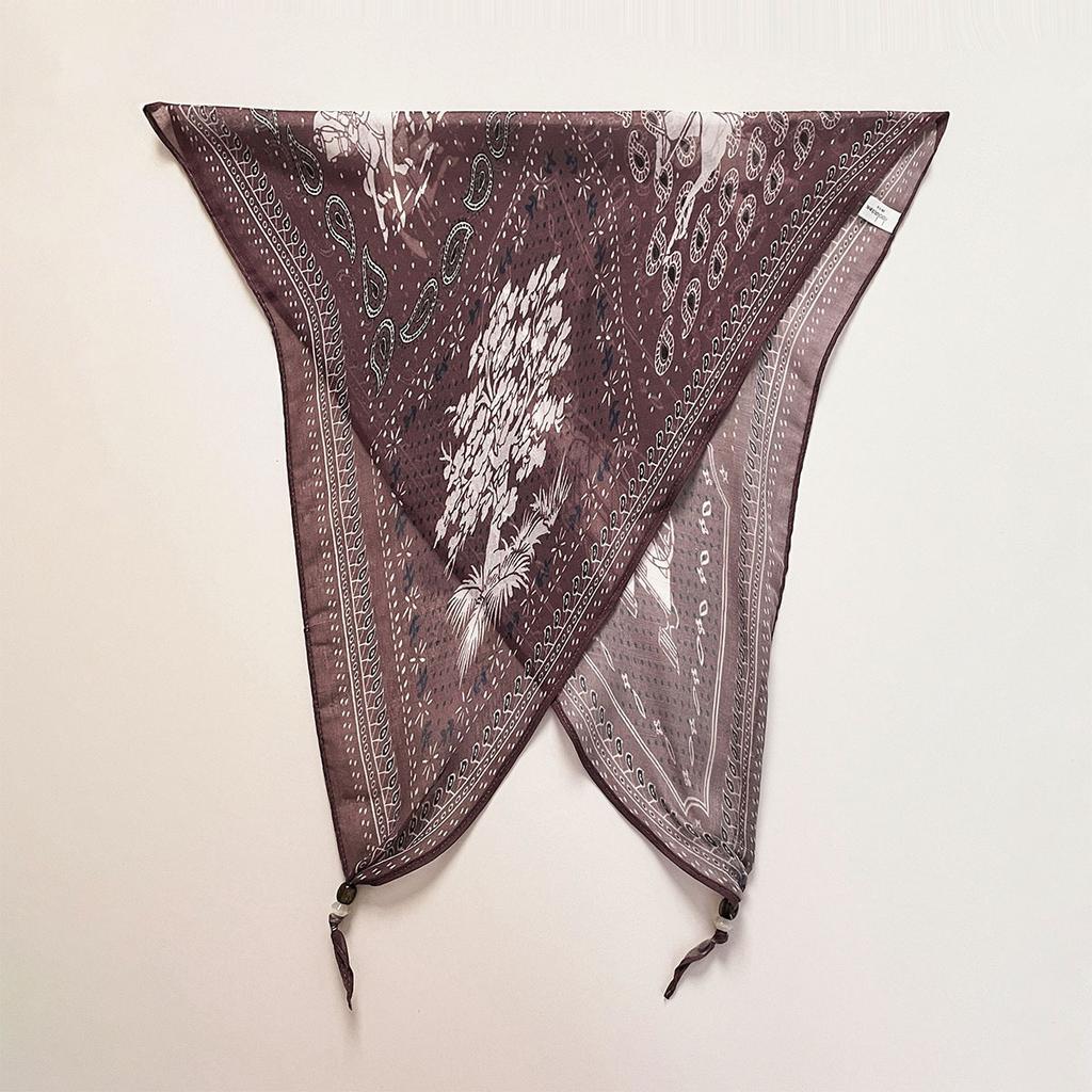 Retro rhombus triangular silk scarf strap fart curtain women's spring and summer fashion versatile stacked wear go out decorative jeans accessories