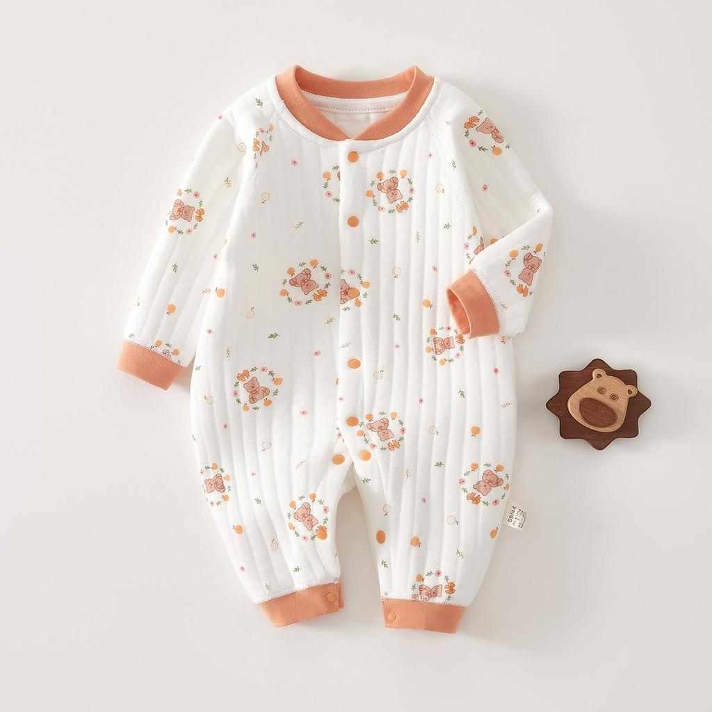 Unisex Gesteppter Baumwoll-Baby-Strampler - Warmer, leichter Neugeborenenanzug für Frühling & Herbst