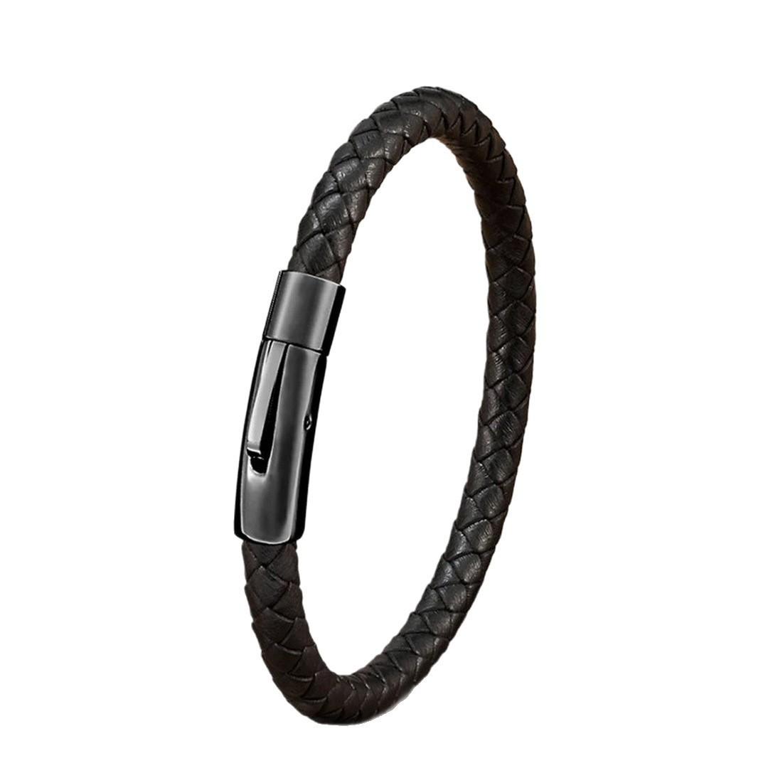 Men s and Women s Same Leather Bracelet Bracelet Jewelry, Single Leather Bracelet Retro Simple One-word Curved Buckle Leather Bracelet