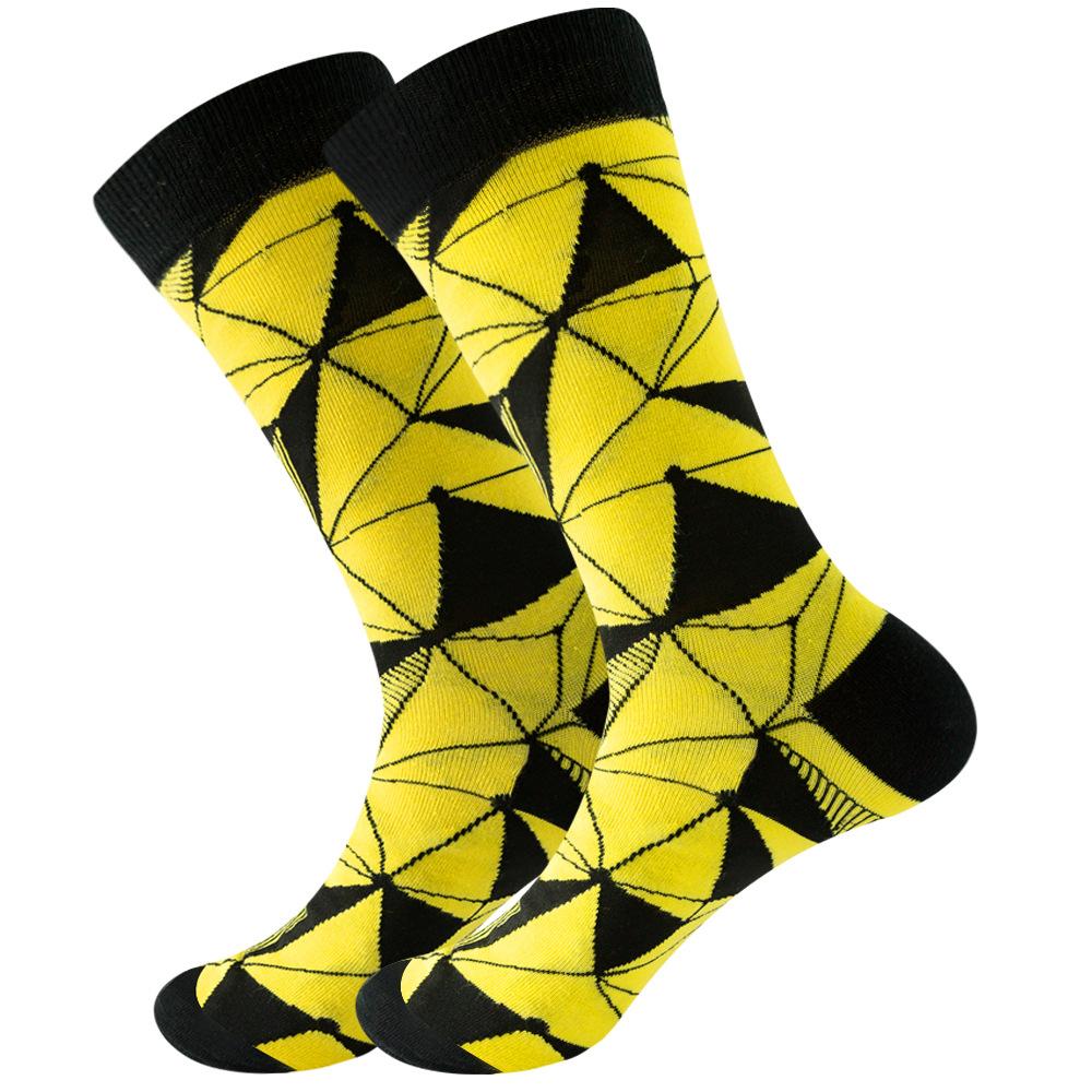 Socks Men's Latest Design Middle Tube Socks Autumn Socks Quality Business Geometric Lattice Colorful Mens Cotton Socks
