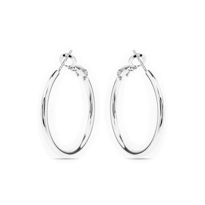 Ohrringe - LUXENTER - Nianres - Silberfarbene Oberfläche (rhodiniert) - Durchmesser 30 mm - Zirkon