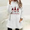 Women's Christmas Letter Print Round Neck Loose Long Sleeve Plush Hoodie
