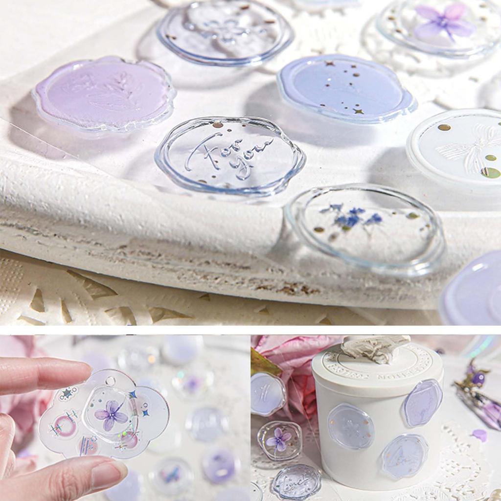 60 Cute Round 3D Seal Wax Stickers in 4 and Perfect for Decorating and Clear, Styles Butterfly, Flower, Letter, Leaf. Envelopes, Invitations,