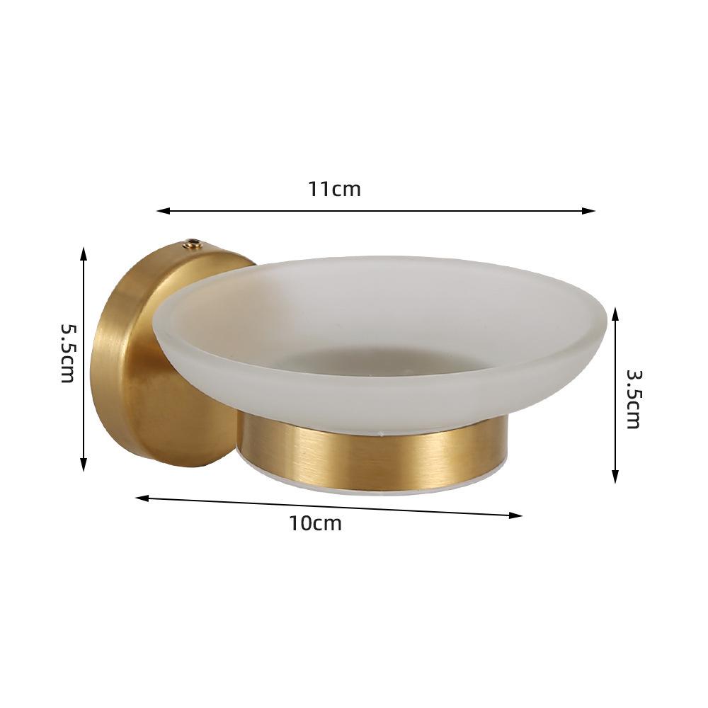 Stainless steel bathroom hardware six-piece set including tissue rack towel bar towel rack single hook towel ring wall hanging set gold