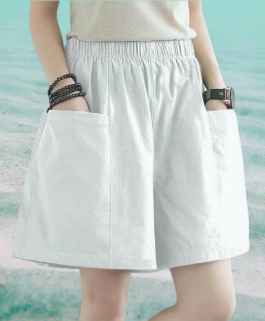 Women's Summer High-Waisted Elastic Cotton Shorts - Japanese & Korean Style