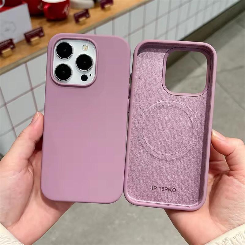 

Магнитный чехол из жидкого силикона для беспроводной зарядки Magsafe для iPhone 17 Air 16 Pro Max 15 Plus 14 13 iPhone 13 фиолетовый