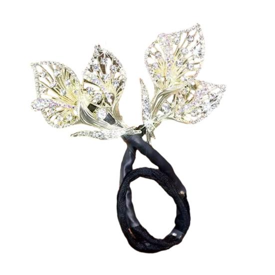 Hair Clip Peacock Phoenix Calla Shape Shiny Rhinestones Inlaid Hair Claw Hand-Embroidered Bun Maker