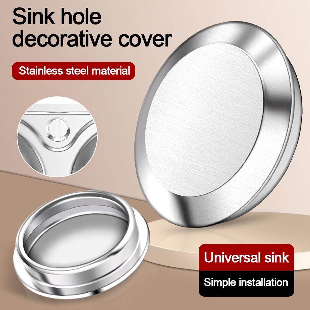 Silver Faucet Hole Cover Stainless Steel Faucet Decorative Covers Drainage Seal Plug  Bathroom