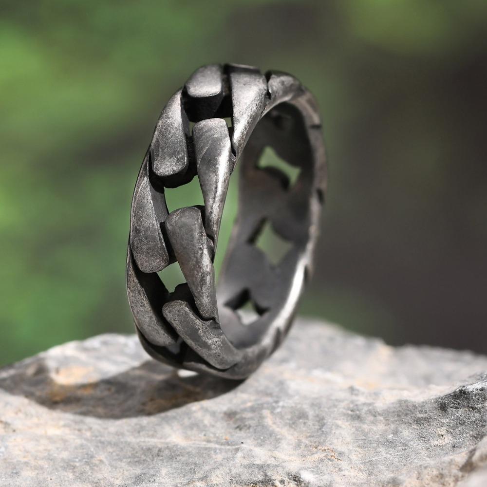 Kubanische Gliederring Herren Titanstahl Kette Schmuck Hip Hop Punk Gothic Stil Accessoires