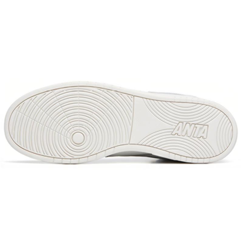 Anta Street Naughty Slip-Resistant Cushioning Wear-Resistant High-Top Skateboard Shoes Men's White Gray Sneakers 112238067-1