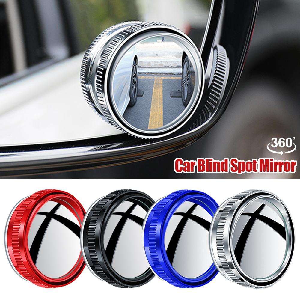 2Pcs Car 360° Rotating Blind Spot Rear View Mirror Wide Angle Adjustable Round Mirror Suction Cup Convex Mirror