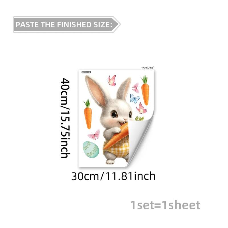 New Easter Flower Rabbit Sticker Self-Adhesive Waterproof Wall Stickers PVC Removable Wall Decal Window Decoration